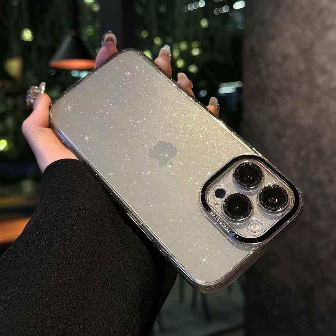 Shimmering Lens Glitter iPhone Cases For 15 16 Plus Pro ProMax SILVER