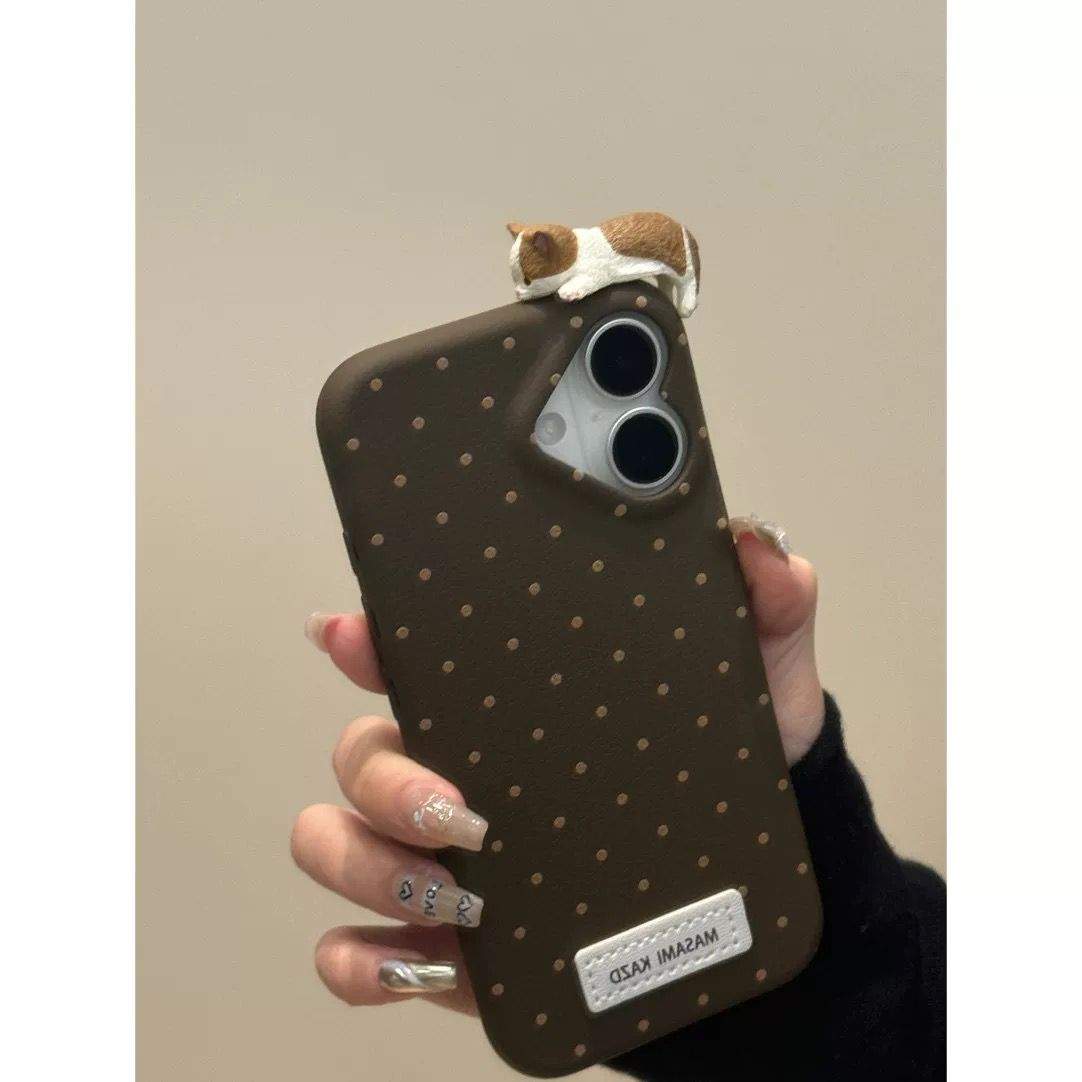 3D Sleeping Kitty iPhone Cases For 15 16 Pro ProMax BLACK