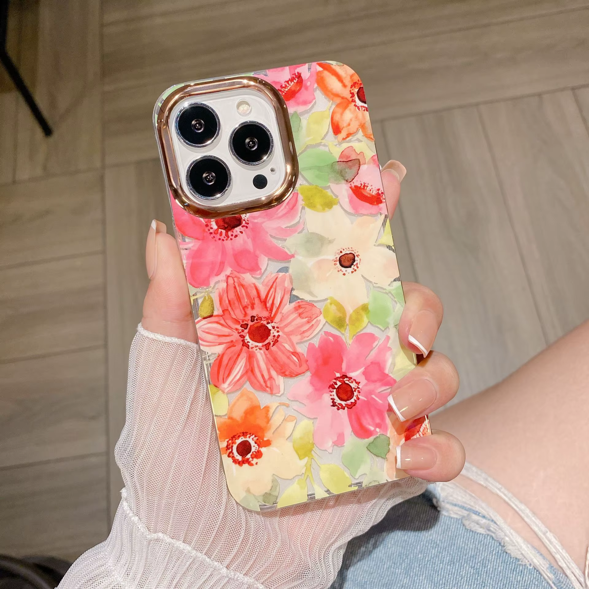 New flower print iPhone Cases For 16 15 14 Plus Pro Pro Max