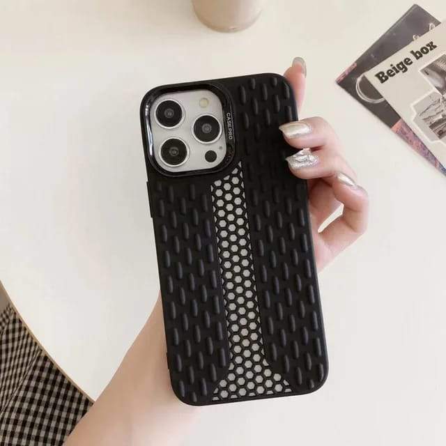 Chrome Camera Ring Tpu With Hexagon Designed Open Hole in Center iPhone Cases For 15 16 Pro ProMax BLACK