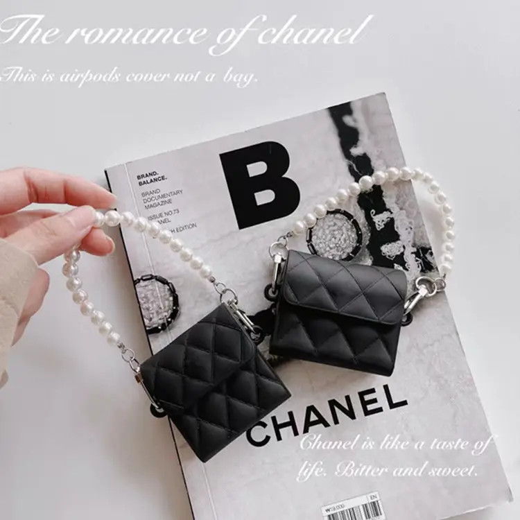 Cute Protective Airpods Case Cover With Chain For Airpods 1/2 Airpods Pro BLACK
