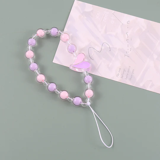 Printed Square Beaded Love Phone Charm M2