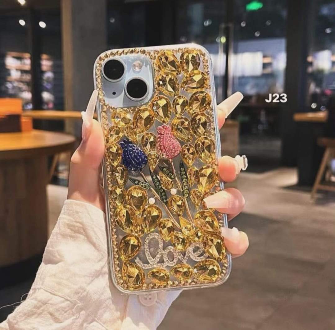 NEW DIAMOND iPhone Cases For 14 15 16 Pro ProMax Golden Diamond