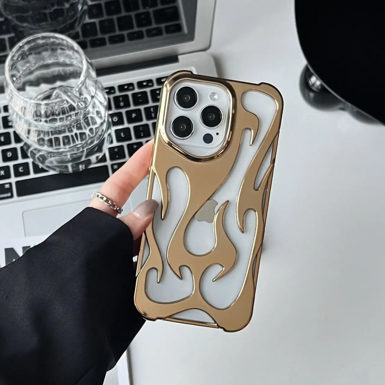 Chrome Finished iPhone Cases For 15 16 Plus Pro ProMax gold