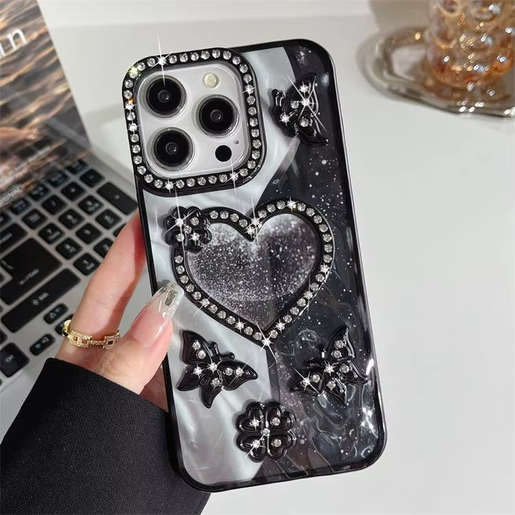 New Diamond iPhone Cases For 14 15 16 Pro Pro Max BLACK