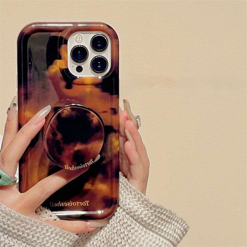 Luxury Amber Tortoiseshell Holder iPhone Cases For 15 16 Pro ProMax AMBER 
