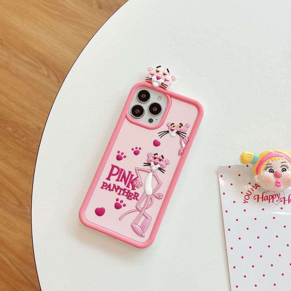 Pink Panther Silicon iPhone Cases For 14 15 Pro Plus Pro Max PINK