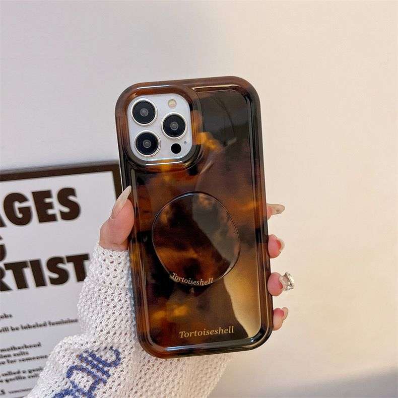 Luxury Amber Tortoiseshell Holder iPhone Cases For 15 16 Pro ProMax AMBER 