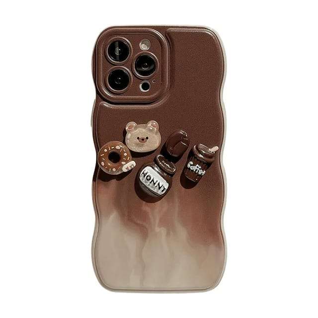 Lanyard Coffee Bear Doll Invisible Holder Bracelet iPhone Cases For 14 15 16 Plus Pro ProMax COFFEE BEAR