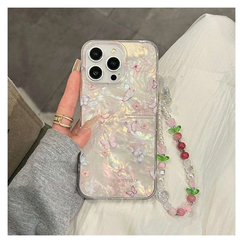 Butterfly Flower Design case with Charm iPhone Cases For 15 16 Pro Pro max Pink