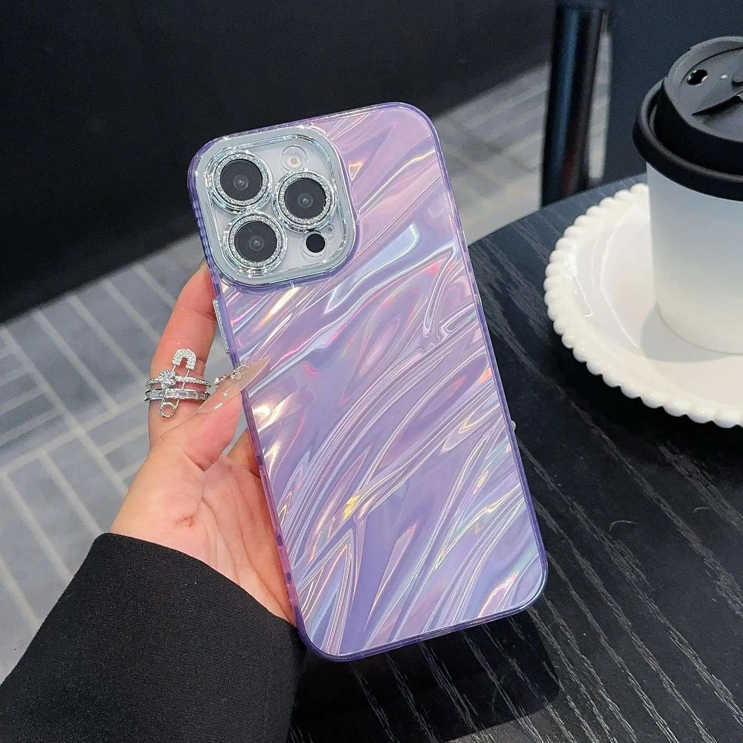 Water Ripple Simple Fresh Suitable iPhone Cases For 16 15 14 Plus Pro Pro Max PURPLE