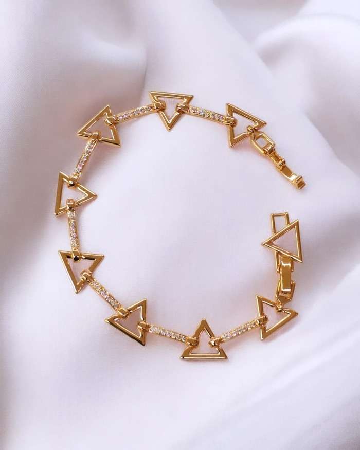Triangle and zircon bracelet GOLD