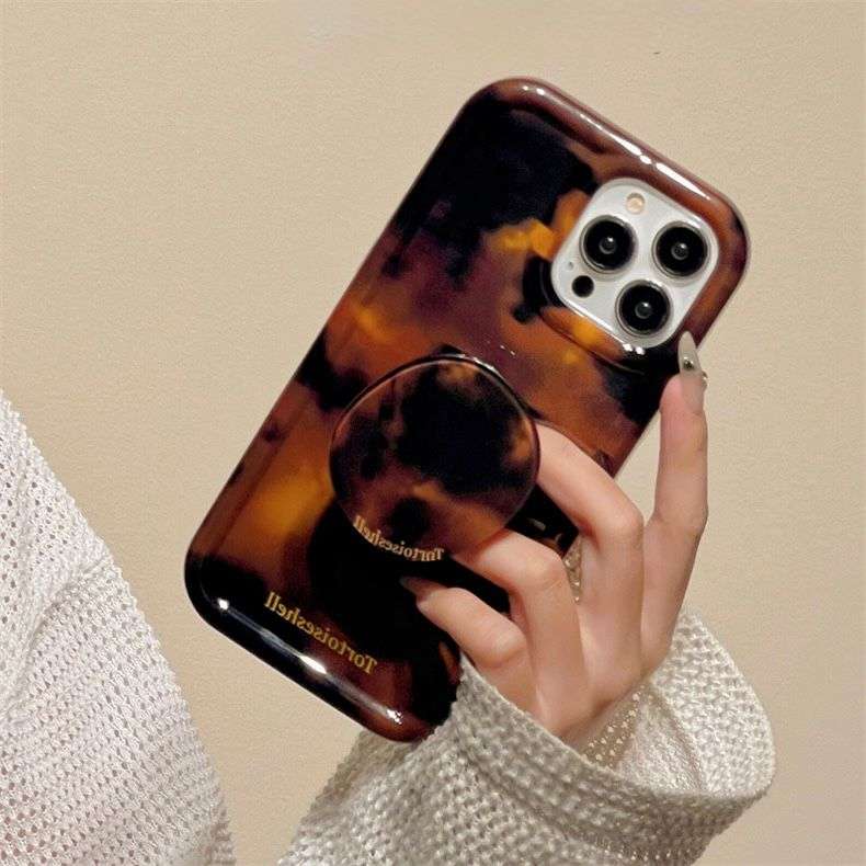 Luxury Amber Tortoiseshell Holder iPhone Cases For 15 16 Pro ProMax AMBER 