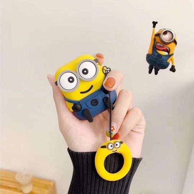 CUTE MINION SILICONE AIRPODS CASE COVER FOR 1/2 AND AIRPODS PRO Yellow