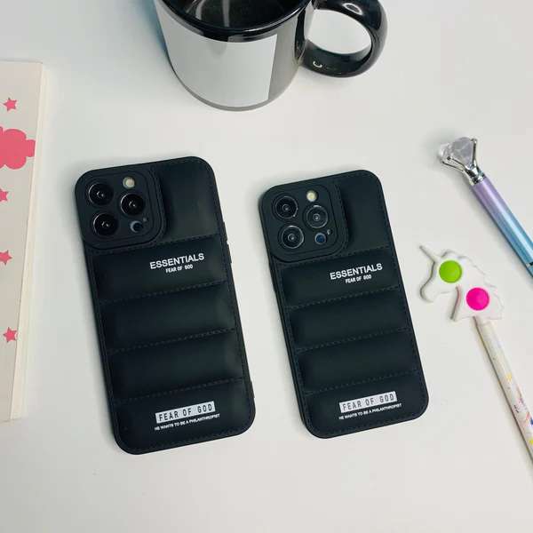 Premium Smart FOG Puffer iPhone Cases For 16 15 14 13 Pro Pro Max BLACK