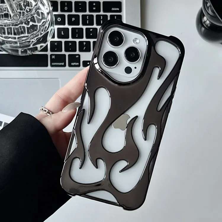 Chrome Finished iPhone Cases For 15 16 Plus Pro ProMax BLACK