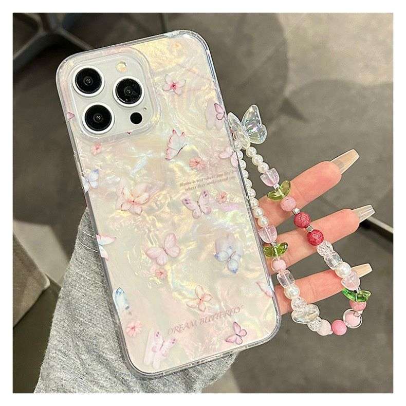 Butterfly Flower Design case with Charm iPhone Cases For 15 16 Pro Pro max Pink