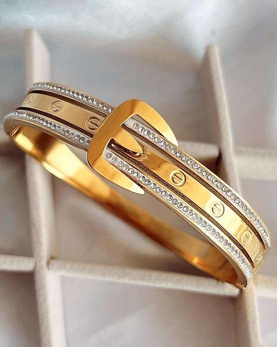 Belt Bracelet Gold plated Double Sided Stones Anti tarnish Bracelet For Girls GOLD