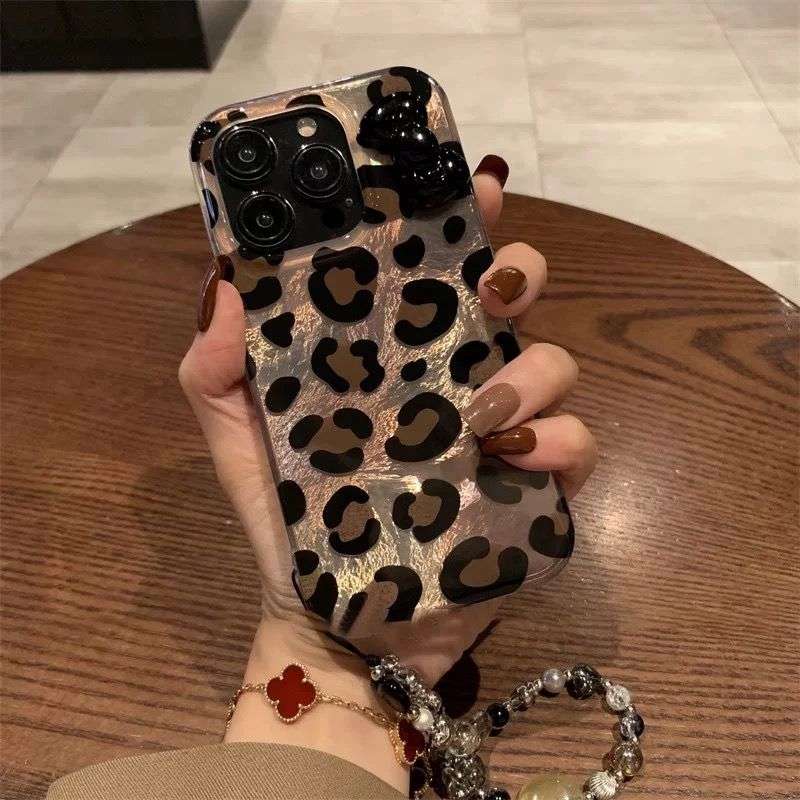 Leopard Design Ribbon iPhone Cases For 15 16 Plus Pro ProMax LEOPARD 