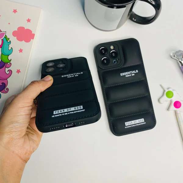 Premium Smart FOG Puffer iPhone Cases For 16 15 14 13 Pro Pro Max BLACK
