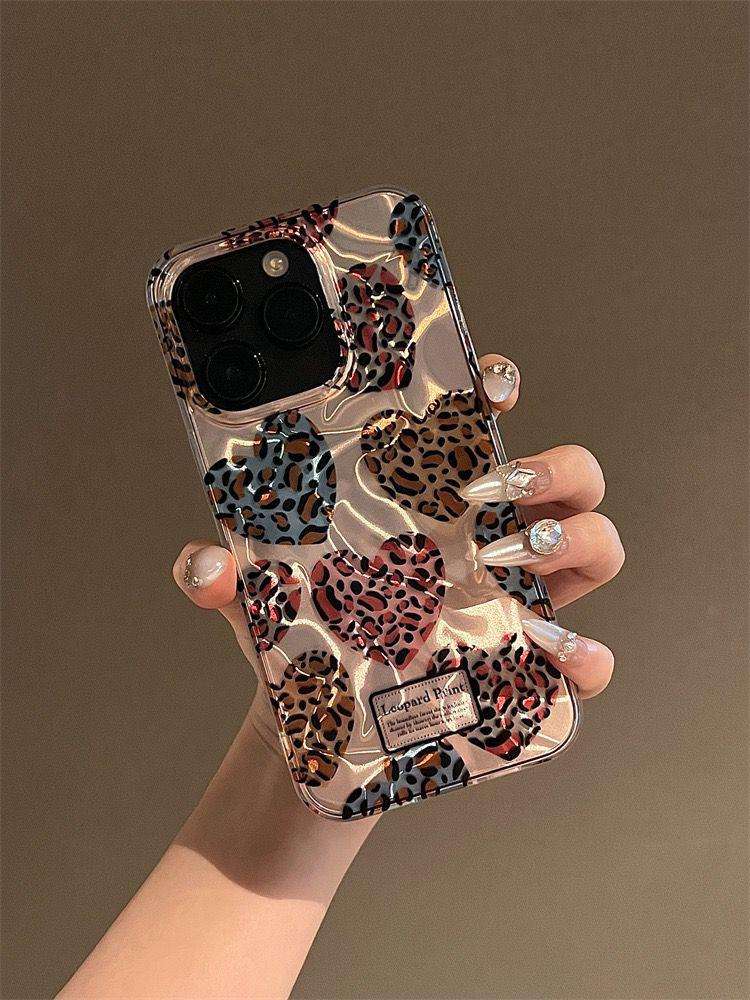 Premium quality leopard heart print iPhone Cases For 14 15 16 Series LEOPARD HEART