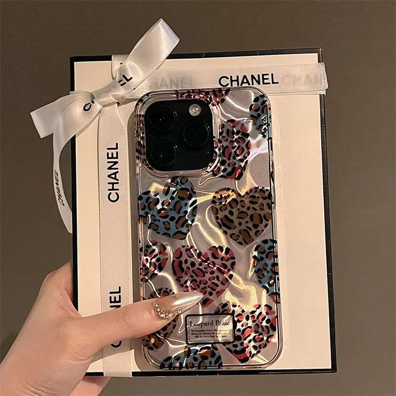 Premium quality leopard heart print iPhone Cases For 14 15 16 Series LEOPARD HEART