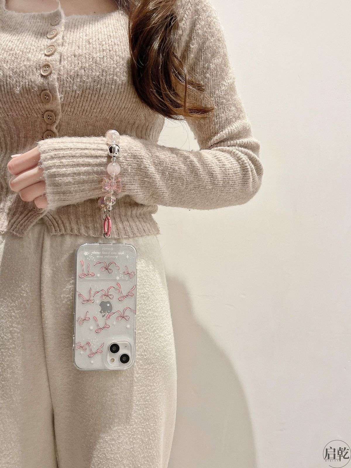 Premium Bow Case With Elegant Charms For iPhone Cases 16 15 14 Plus Pro Pro Max  TRANSPARENT PINK
