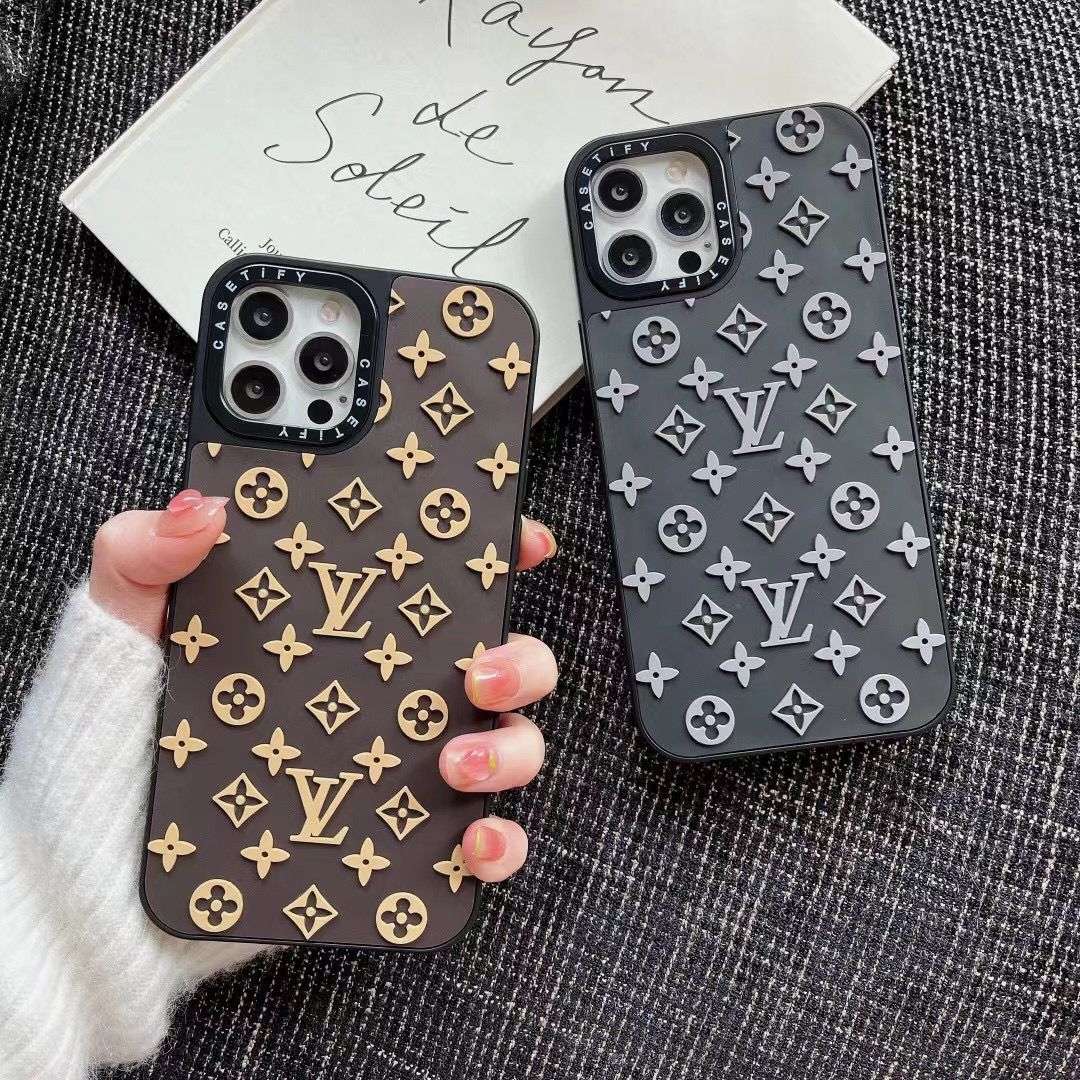 LV 3D iPhone Cases For 14 15 16 Plus Pro ProMax BROWN