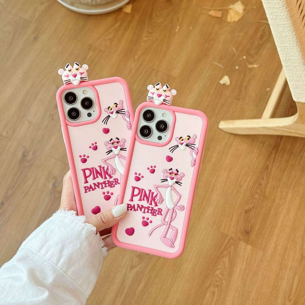 Pink Panther Silicon iPhone Cases For 14 15 Pro Plus Pro Max PINK
