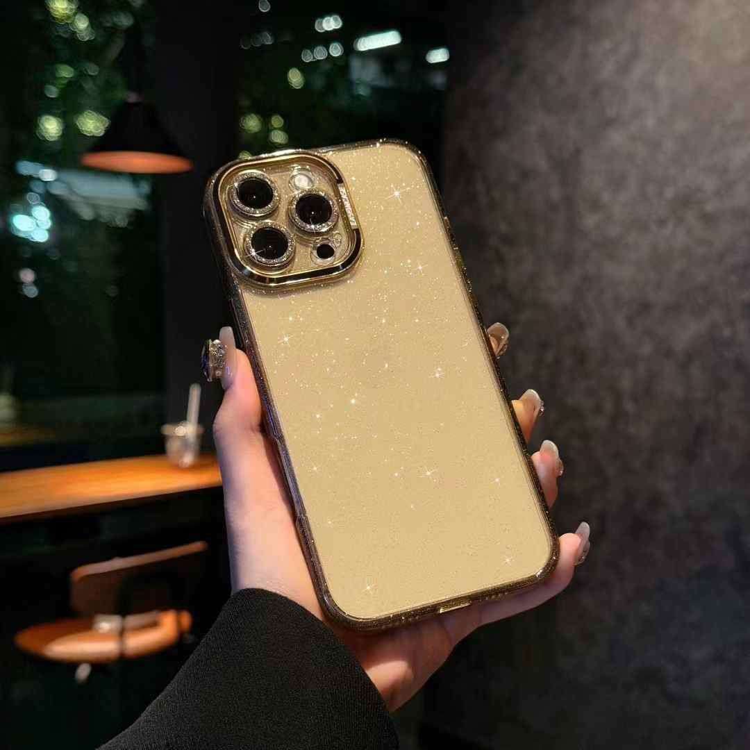 Shimmering Lens Glitter iPhone Cases For 15 16 Plus Pro ProMax GOLD