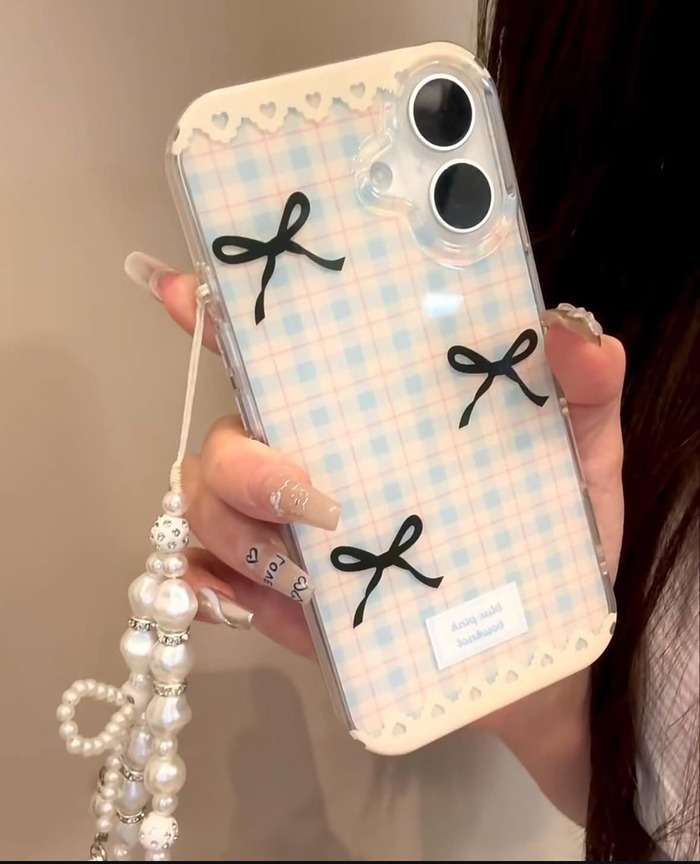 New luxury Bow iPhone Case With Charm For 16 15 14 Pro ProMax WHITE