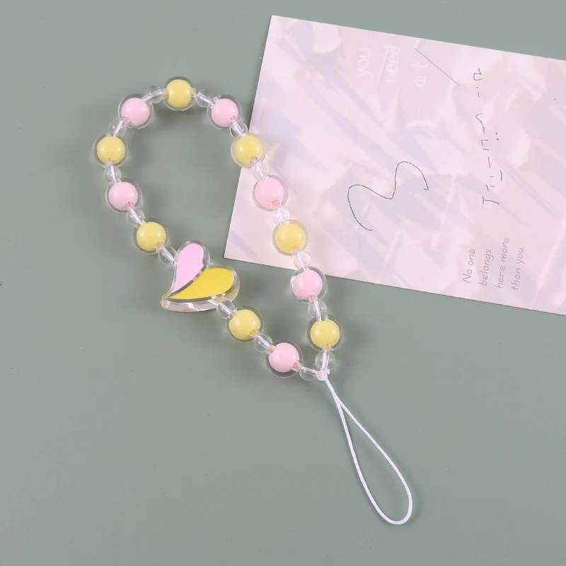 Printed Square Beaded Love Phone Charm M1