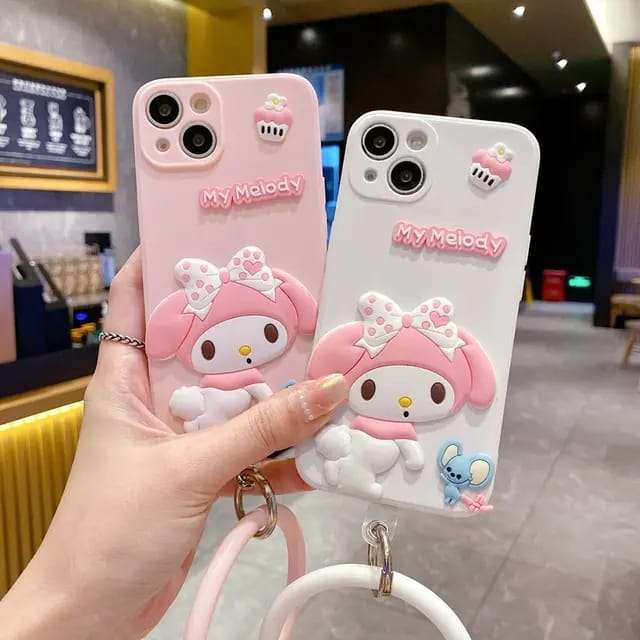 3D Melody with Bracelet iPhone Cases For 13-14 Series WHITE