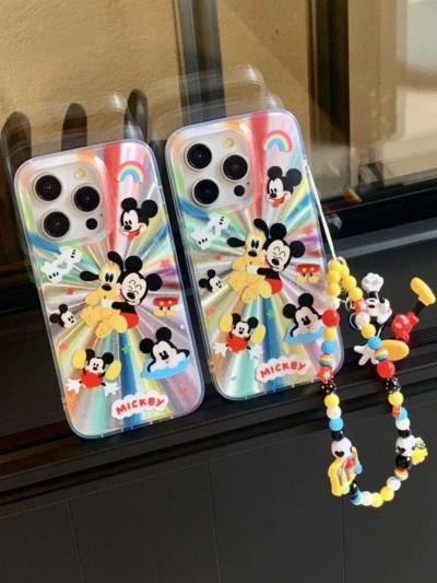 Mickey Case with Mickey Charm iPhone Cases For 15 16 Plus Pro